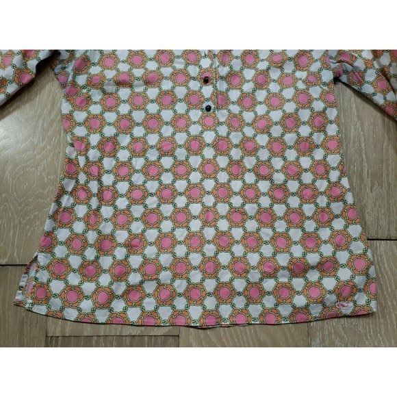 Vineyard Vines Sz 6 Tunic Mandarin Neck Long Sleeve Multicolor Graphic Top - Picture 2 of 12